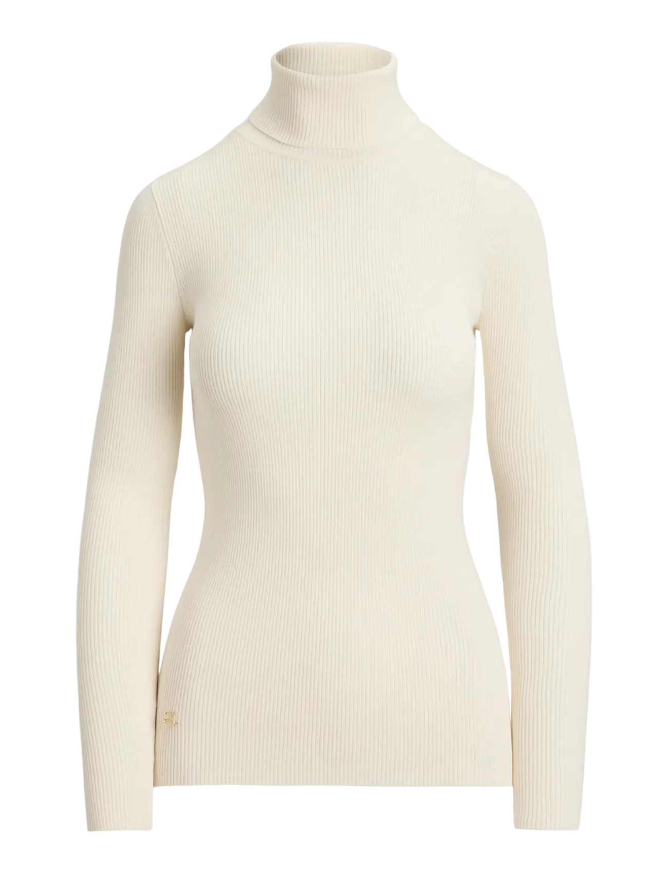 Lauren Ralph Lauren - Cotton-Blend Ribbed Turtleneck - rullekraver - mascarpone cream - 1