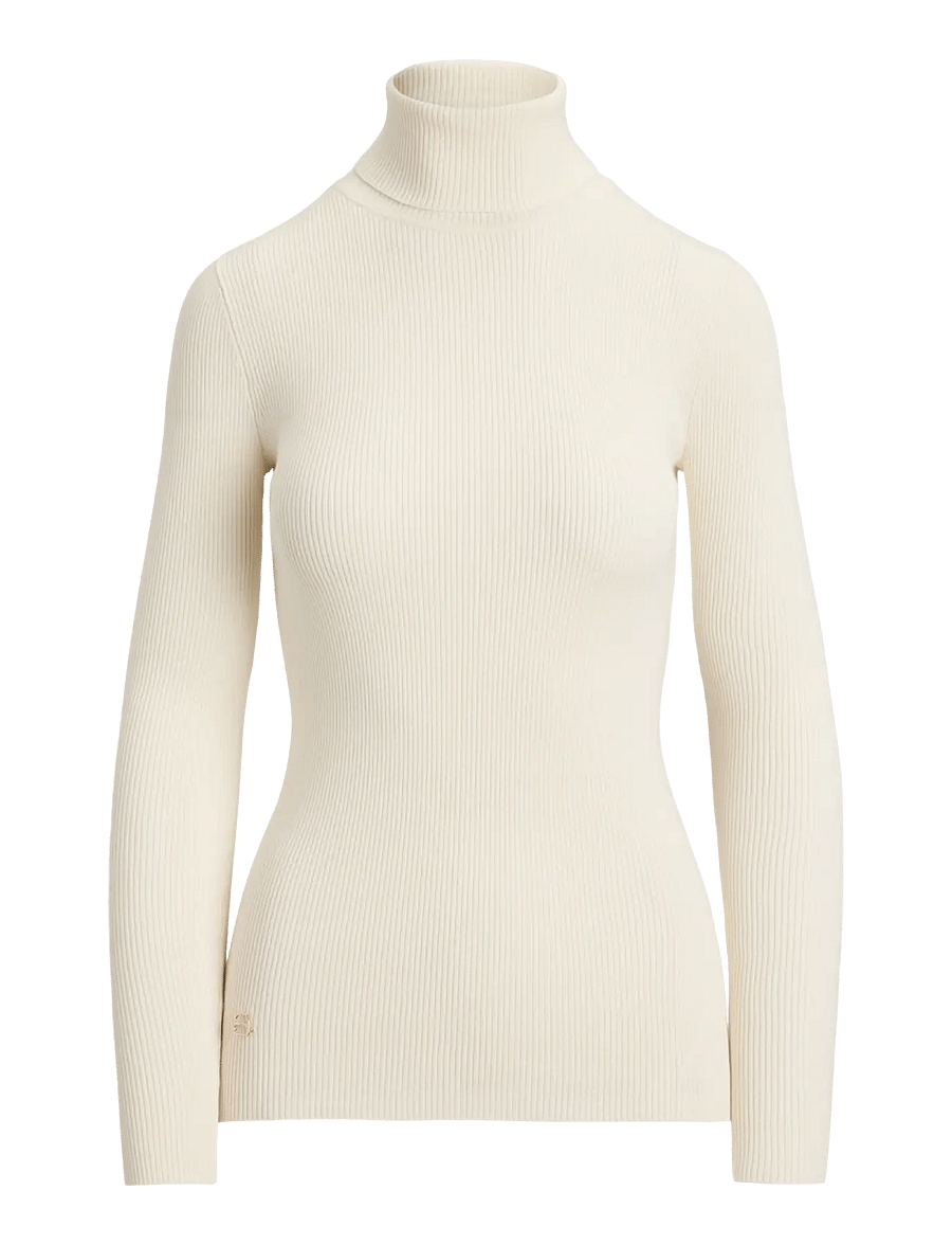 Lauren Ralph Lauren - Cotton-Blend Ribbed Turtleneck - rullekraver - mascarpone cream - 1
