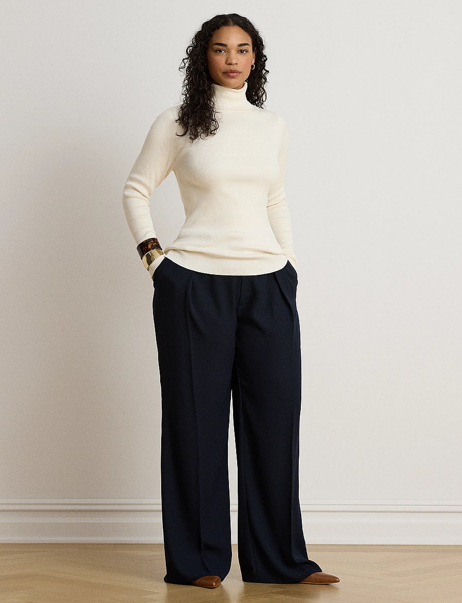 Lauren Ralph Lauren - Cotton-Blend Ribbed Turtleneck - rullekraver - mascarpone cream - 3