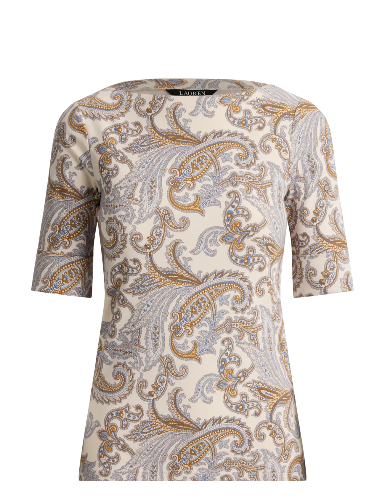 Lauren Ralph Lauren Paisley Stretch Cotton Boatneck Tee - Kleidung - CREAM MULTI / cream