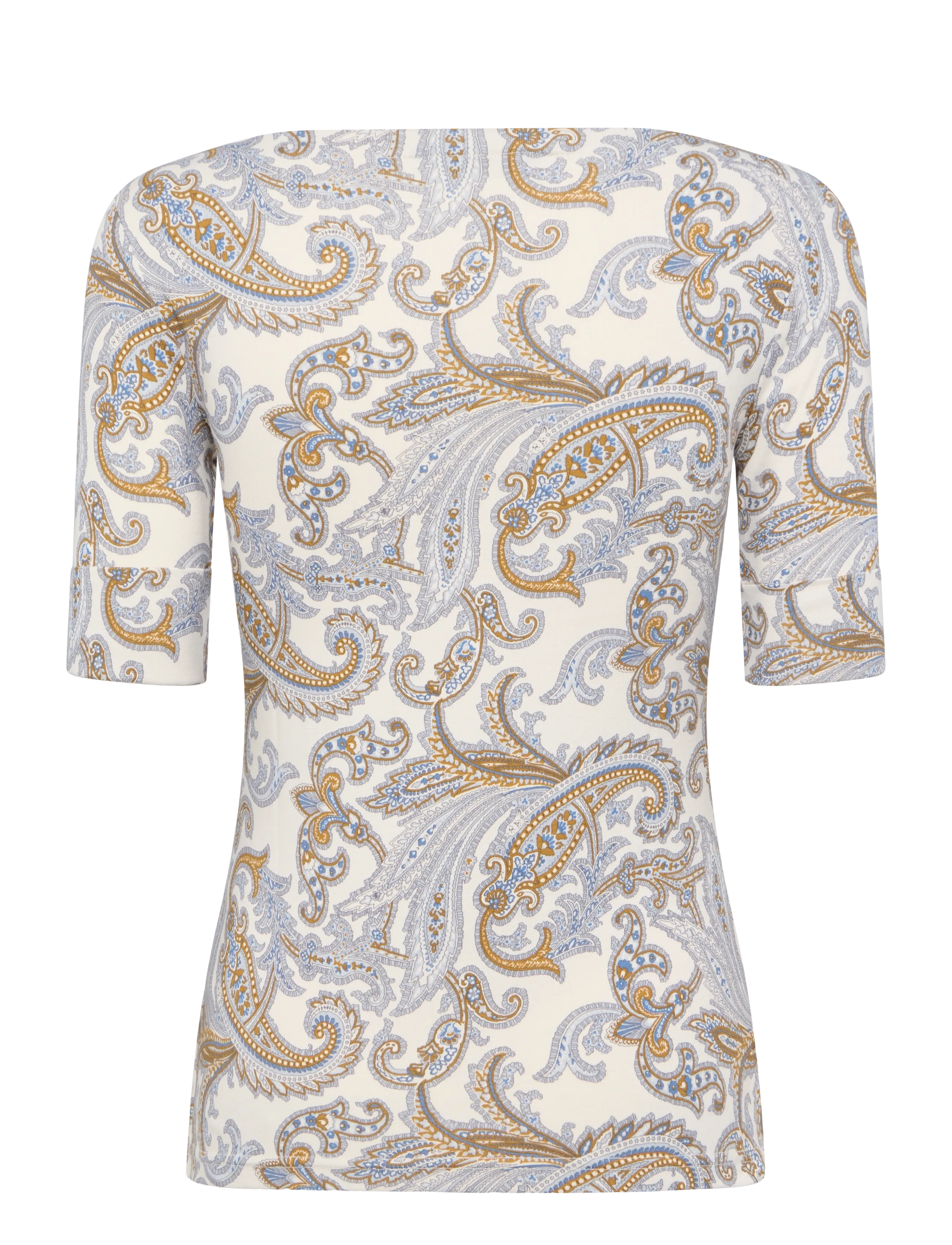 Lauren Ralph Lauren - Paisley Stretch Cotton Boatneck Tee - t-shirts - cream multi - 2