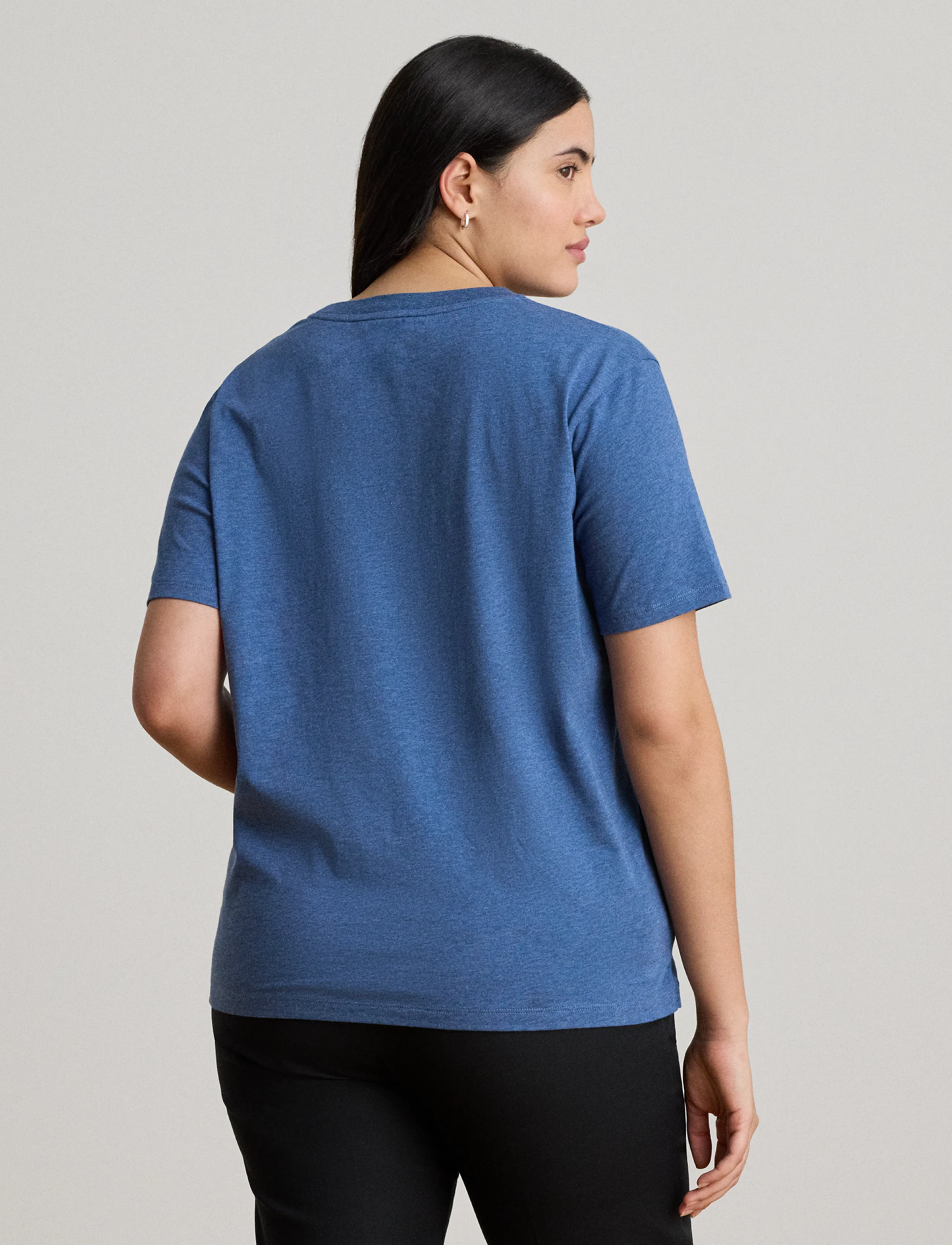 Lauren Ralph Lauren - Embroidered-Crest Heathered Jersey Tee - t-shirts - inky blue - 2