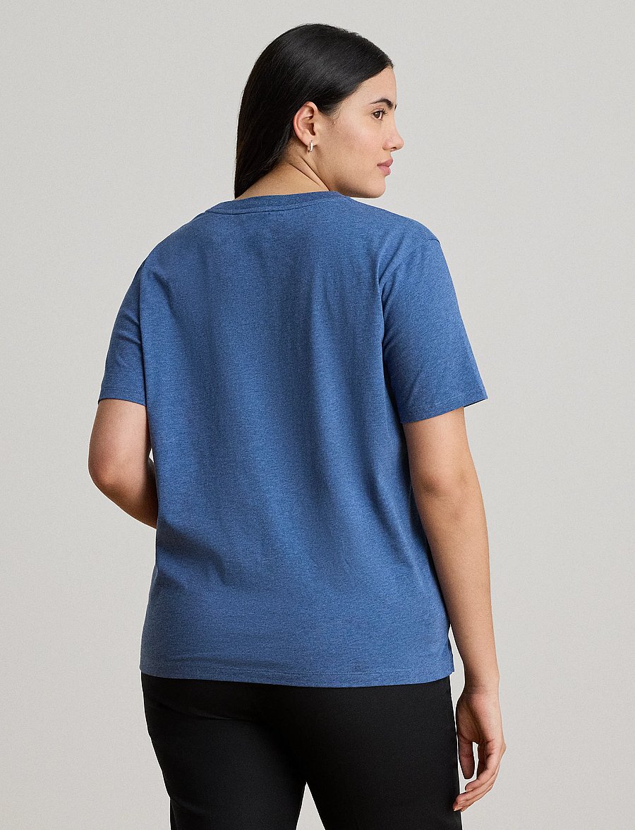 Lauren Ralph Lauren - Embroidered-Crest Heathered Jersey Tee - t-shirts - inky blue - 3