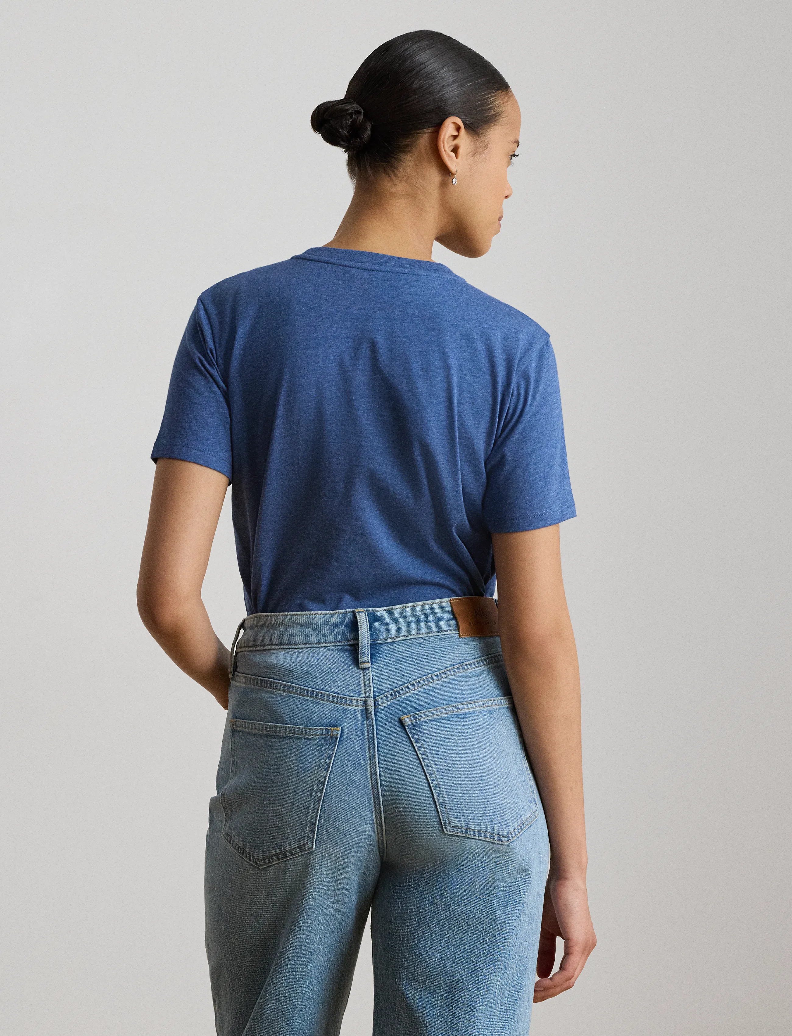 Lauren Ralph Lauren - Embroidered-Crest Heathered Jersey Tee - t-shirts - inky blue - 5