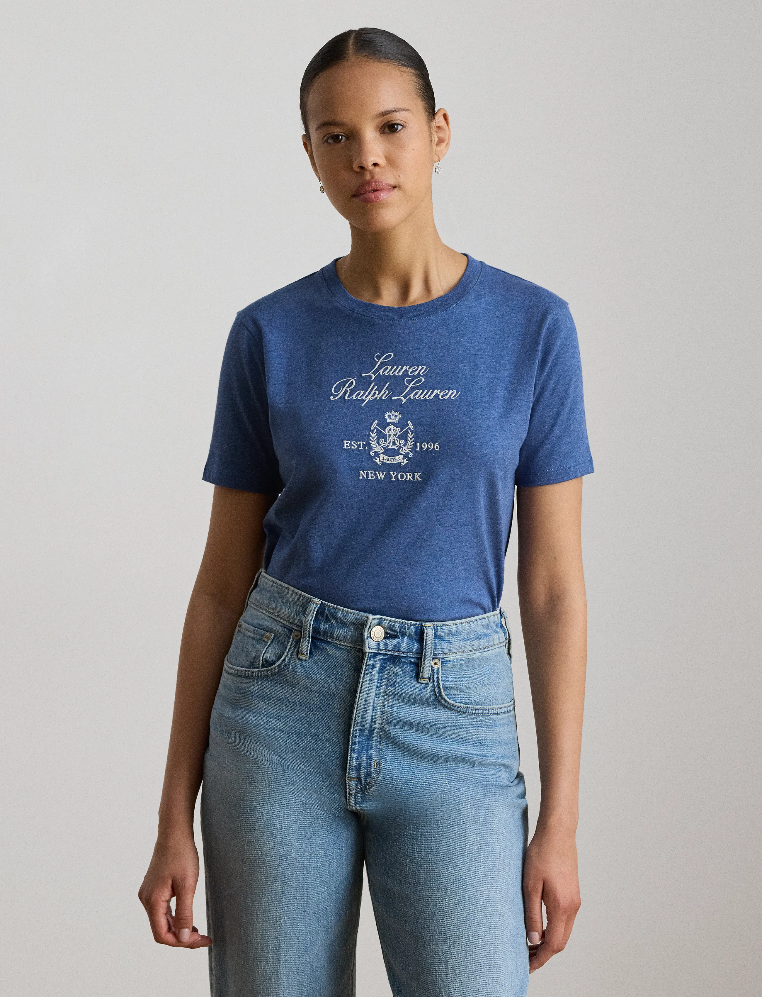 Lauren Ralph Lauren Embroidered-Crest Heathered Jersey Tee blusar dam – bild 7