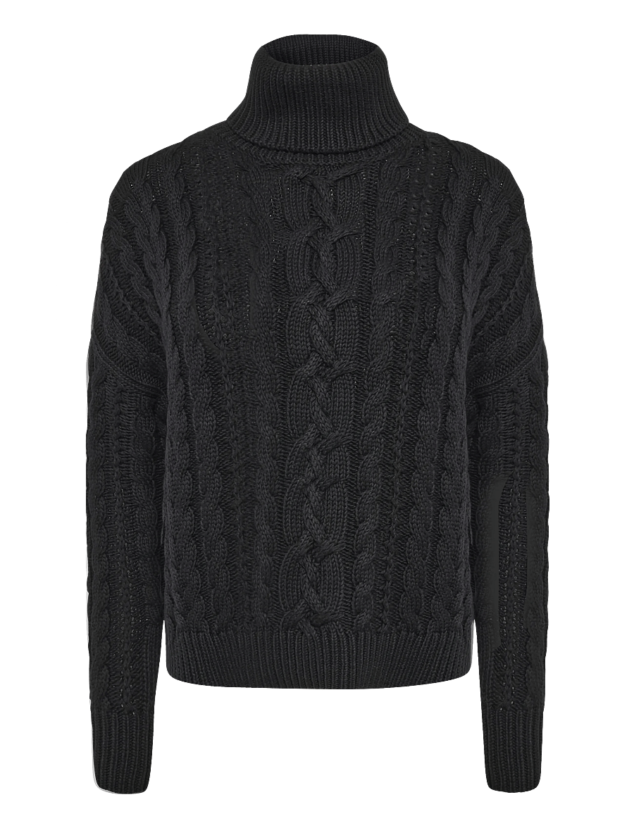 Lauren Ralph Lauren - Cable-Knit Cotton Turtleneck Sweater - džemperi ar augstu apkakli - black - 1