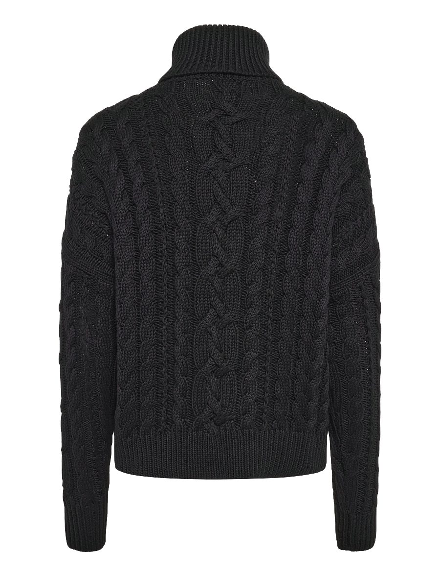 Lauren Ralph Lauren - Cable-Knit Cotton Turtleneck Sweater - džemperi ar augstu apkakli - black - 2