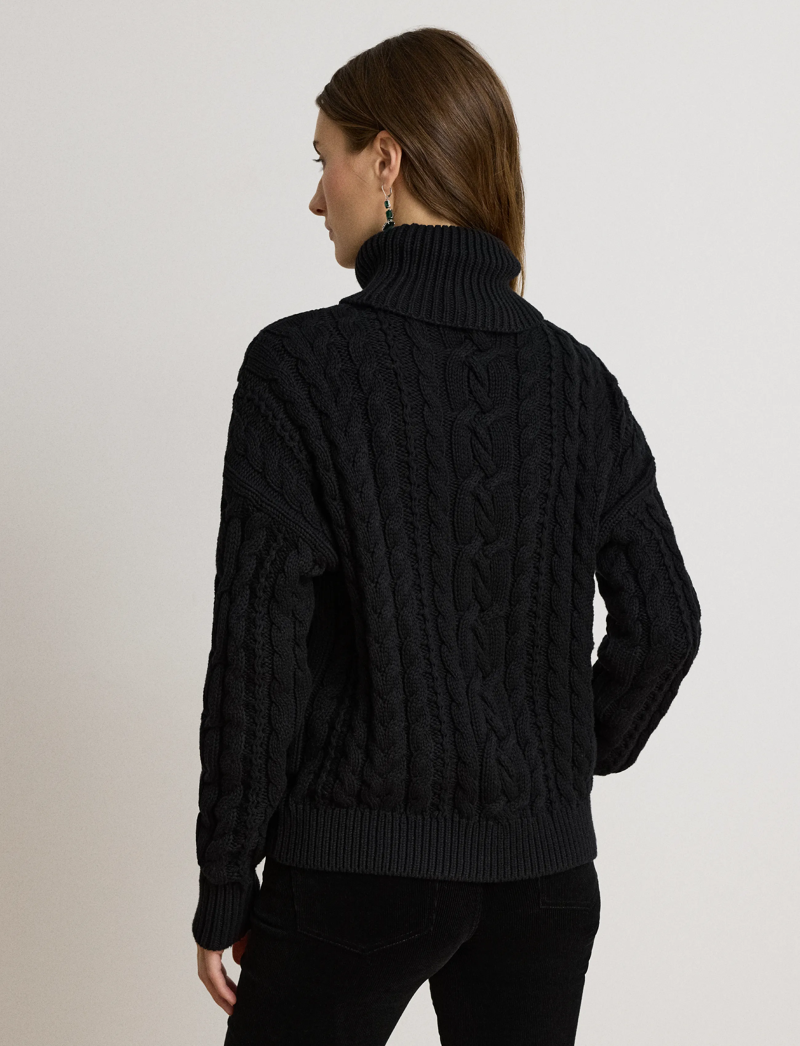 Lauren Ralph Lauren - Cable-Knit Cotton Turtleneck Sweater - rullekraver - black - 2