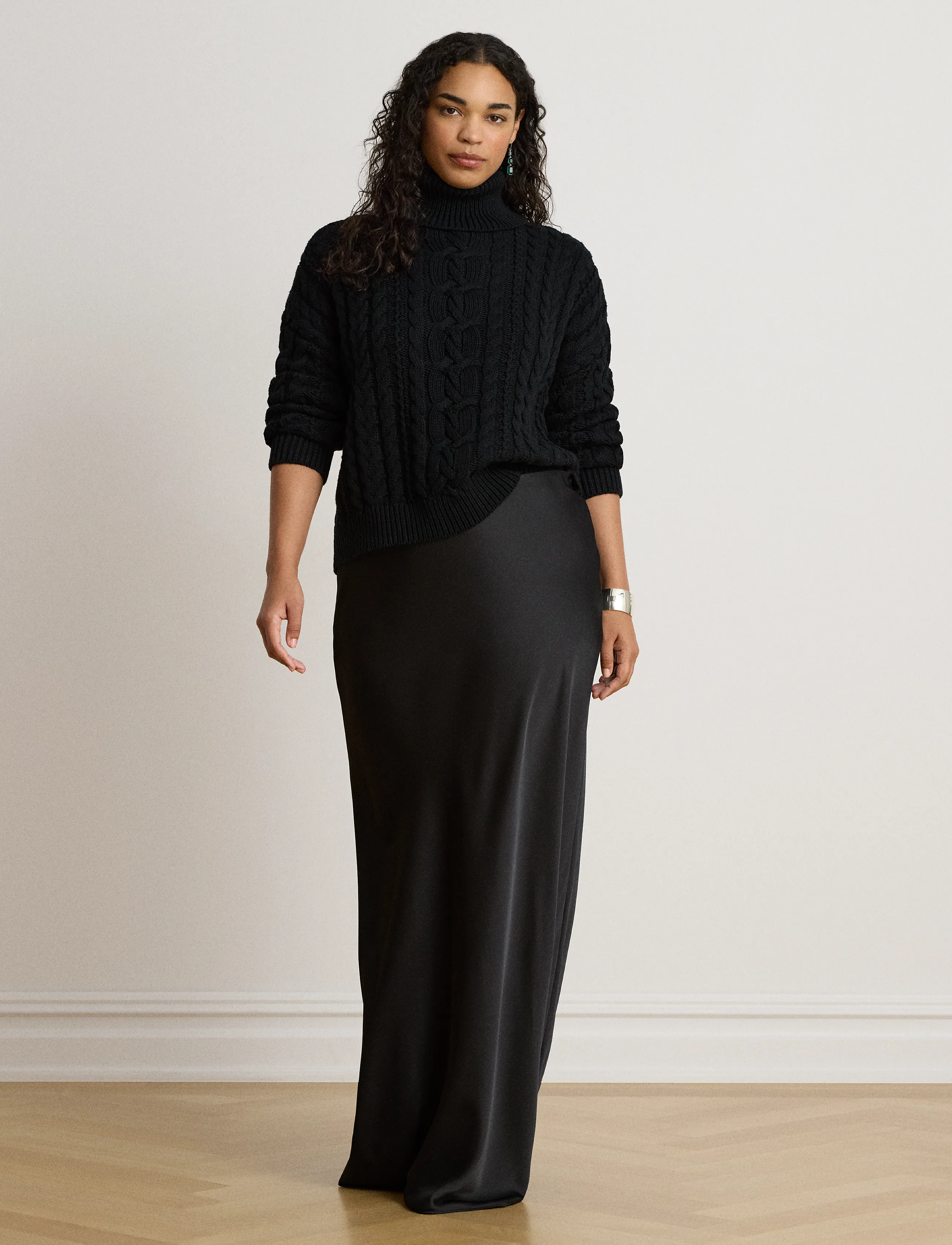 Lauren Ralph Lauren - Cable-Knit Cotton Turtleneck Sweater - rullekraver - black - 3