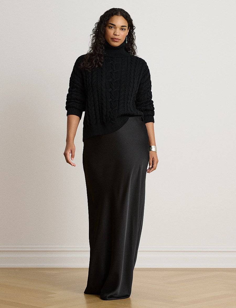 Lauren Ralph Lauren - Cable-Knit Cotton Turtleneck Sweater - rullekraver - black - 3
