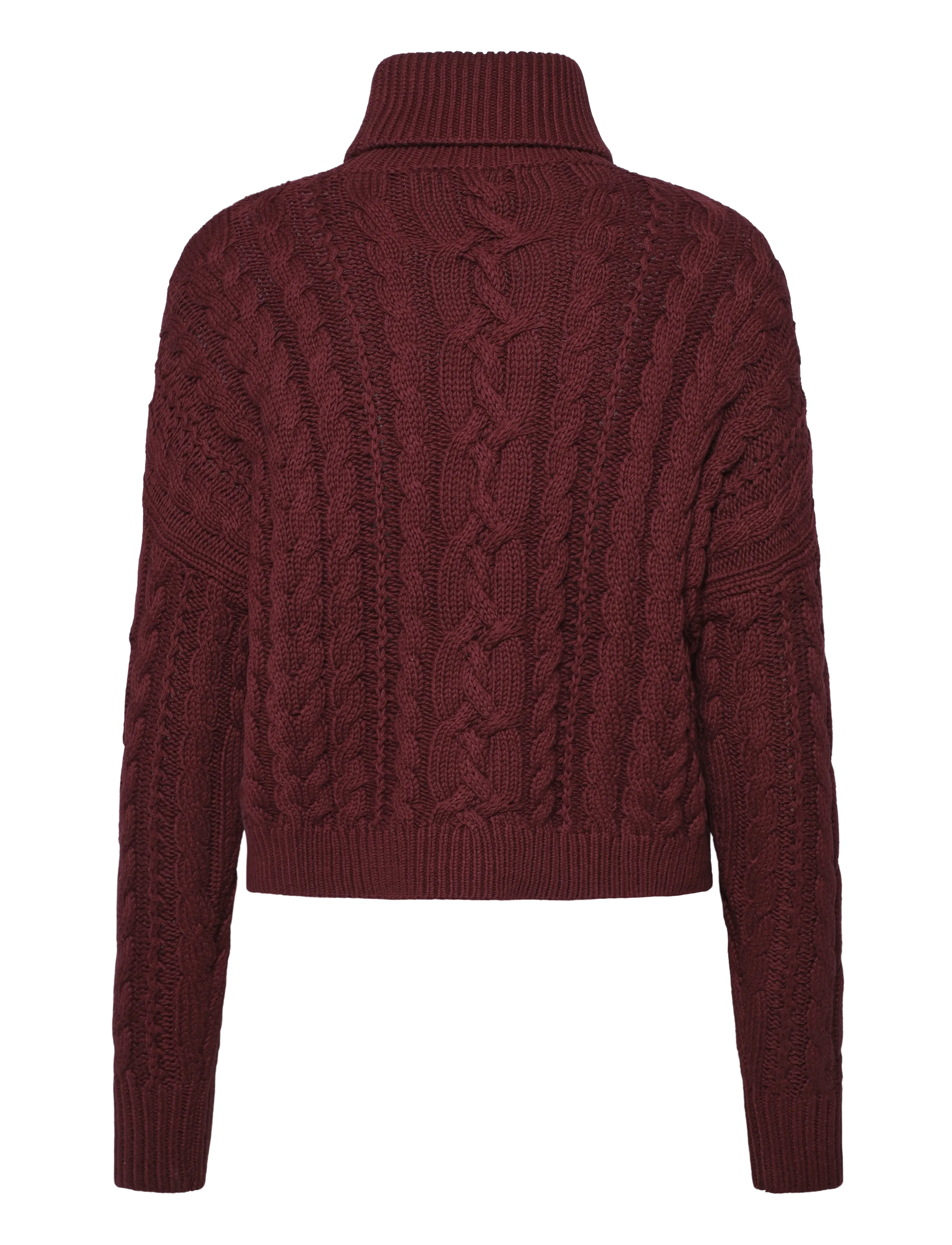 Lauren Ralph Lauren - Cable-Knit Cotton Turtleneck Sweater - rullekraver - dark garnet - 3