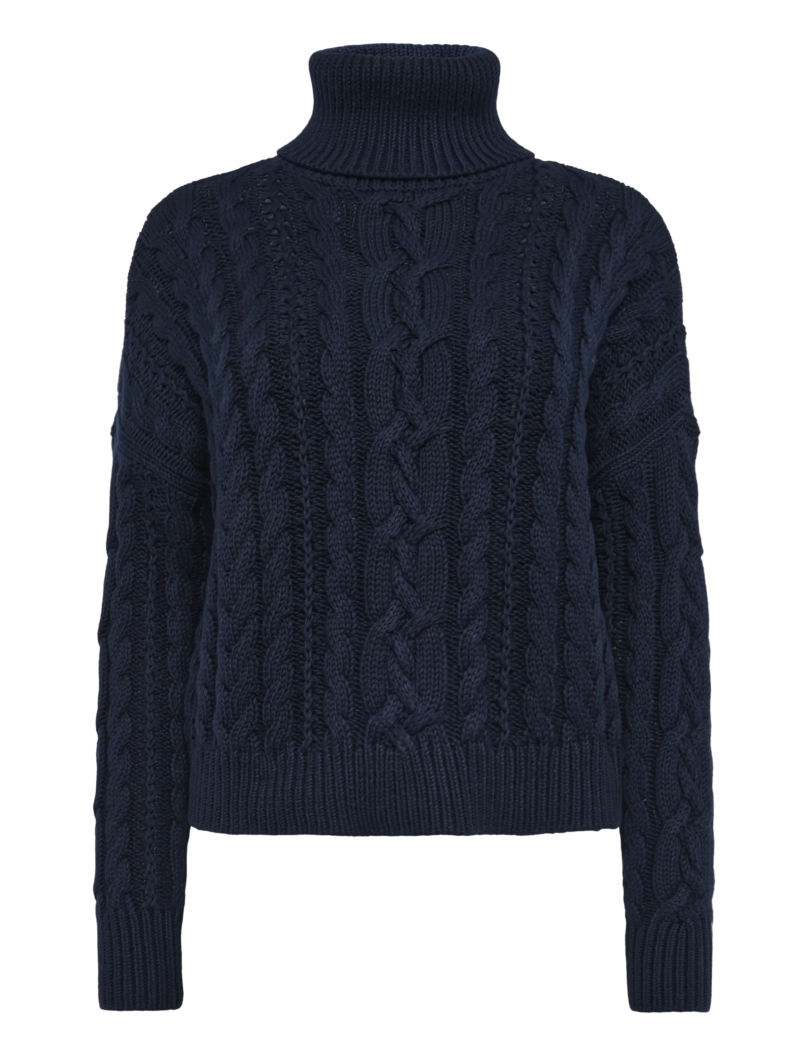 Lauren Ralph Lauren Cable-Knit Cotton Turtleneck Sweater - Rullekraver - LAUREN NAVY / navy