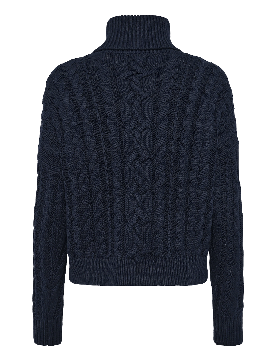 Lauren Ralph Lauren - Cable-Knit Cotton Turtleneck Sweater - rullekraver - lauren navy - 2