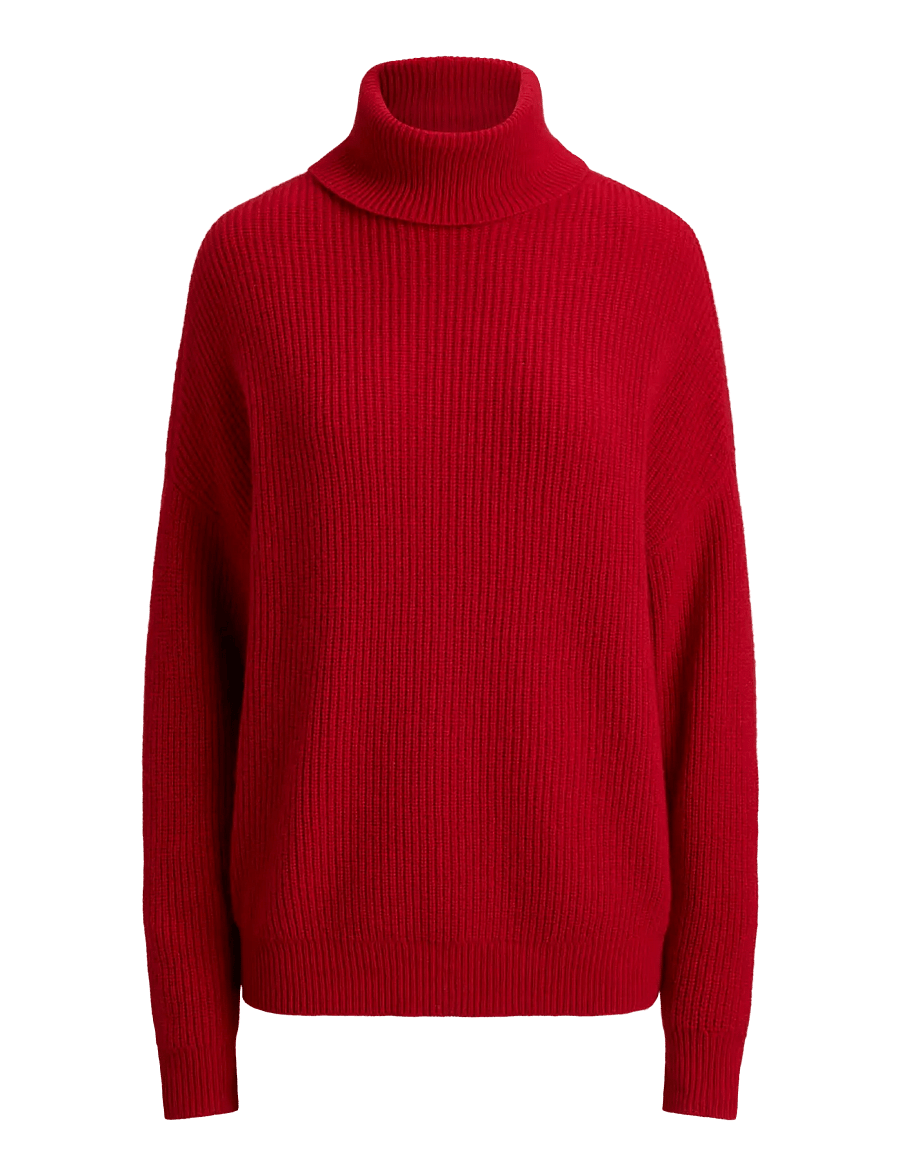 Lauren Ralph Lauren - Ribbed Wool-Cashmere Turtleneck Sweater - kašmiir - ralph red - 2