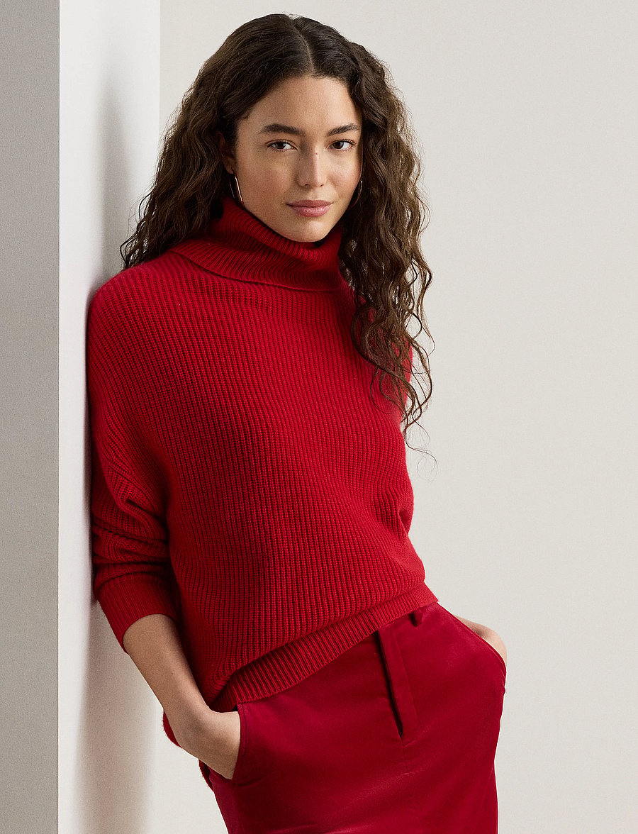 Lauren Ralph Lauren - Ribbed Wool-Cashmere Turtleneck Sweater - kašmiir - ralph red - 1