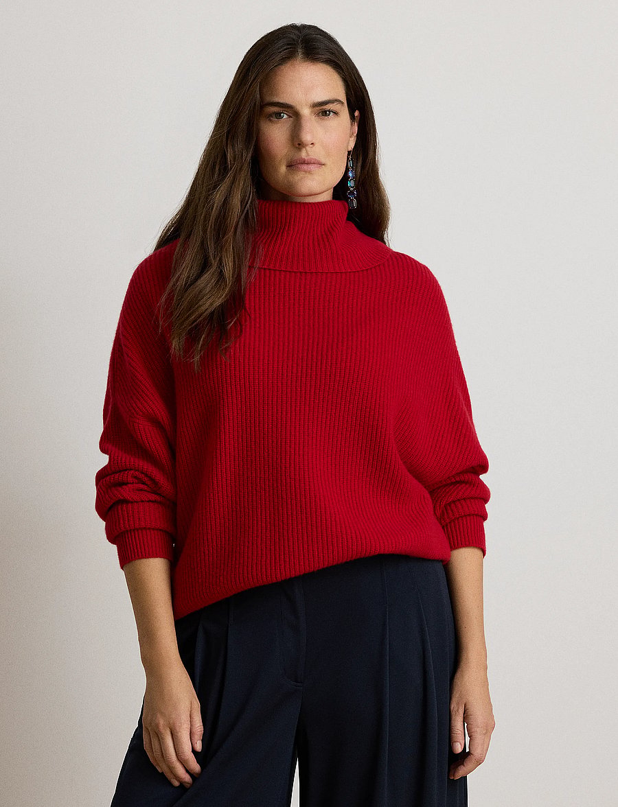 Lauren Ralph Lauren - Ribbed Wool-Cashmere Turtleneck Sweater - kašmiir - ralph red - 5