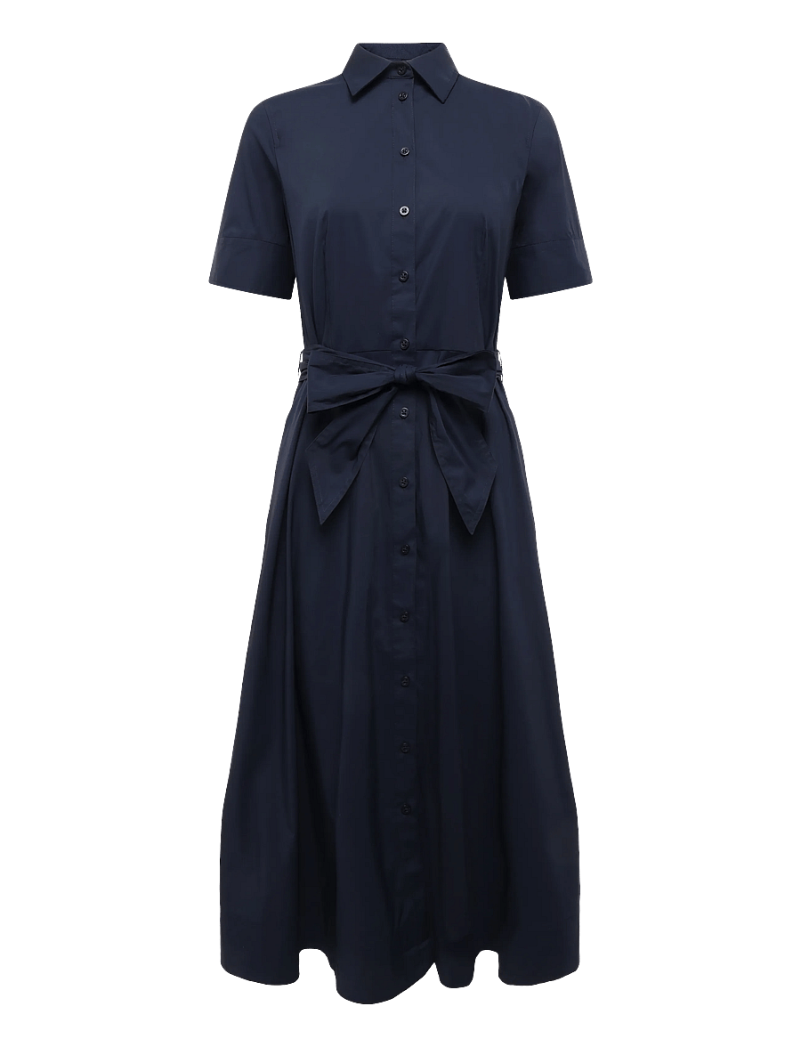 Lauren Ralph Lauren - Belted Stretch-Cotton-Blend Shirtdress - särkkleidid - lauren navy - 1