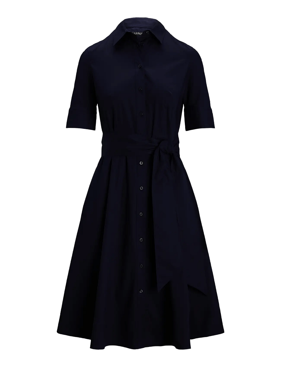 Lauren Ralph Lauren - Belted Stretch-Cotton-Blend Shirtdress - lauren navy - 1