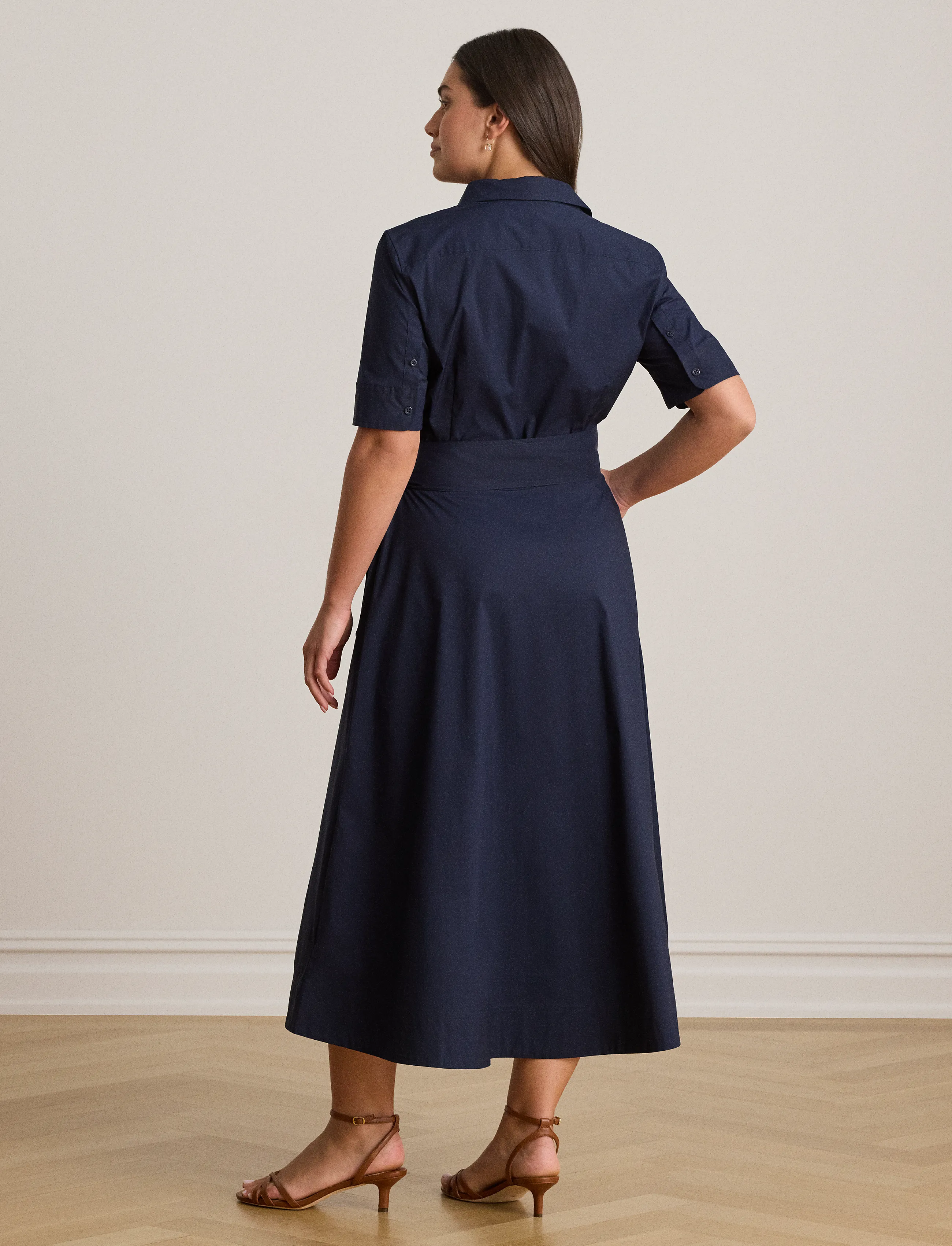 Lauren Ralph Lauren - Belted Stretch-Cotton-Blend Shirtdress - lauren navy - 2