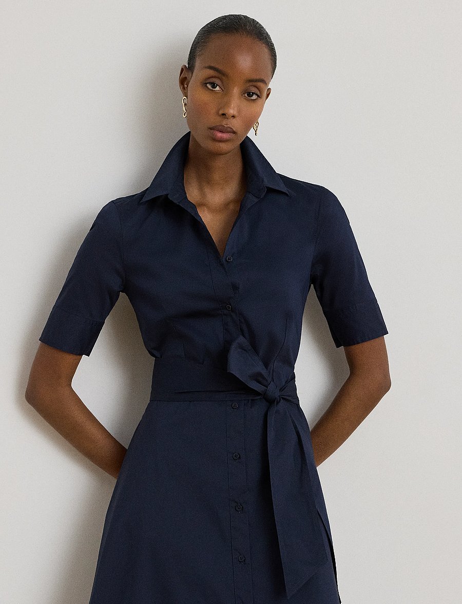 Lauren Ralph Lauren - Belted Stretch-Cotton-Blend Shirtdress - lauren navy - 5