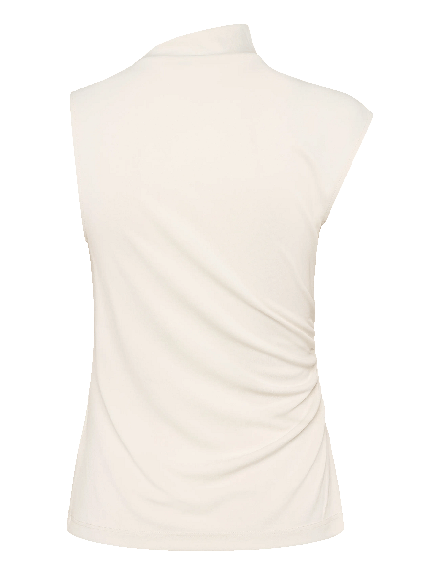 Lauren Ralph Lauren - Shirred Stretch Jersey Mockneck Top - Ärmellose tops - mascarpone cream - 2
