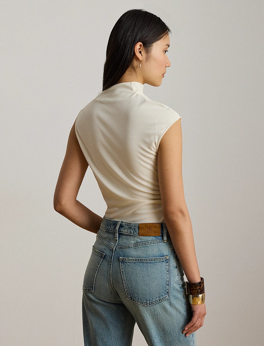Lauren Ralph Lauren - Shirred Stretch Jersey Mockneck Top - Ärmellose tops - mascarpone cream - 3
