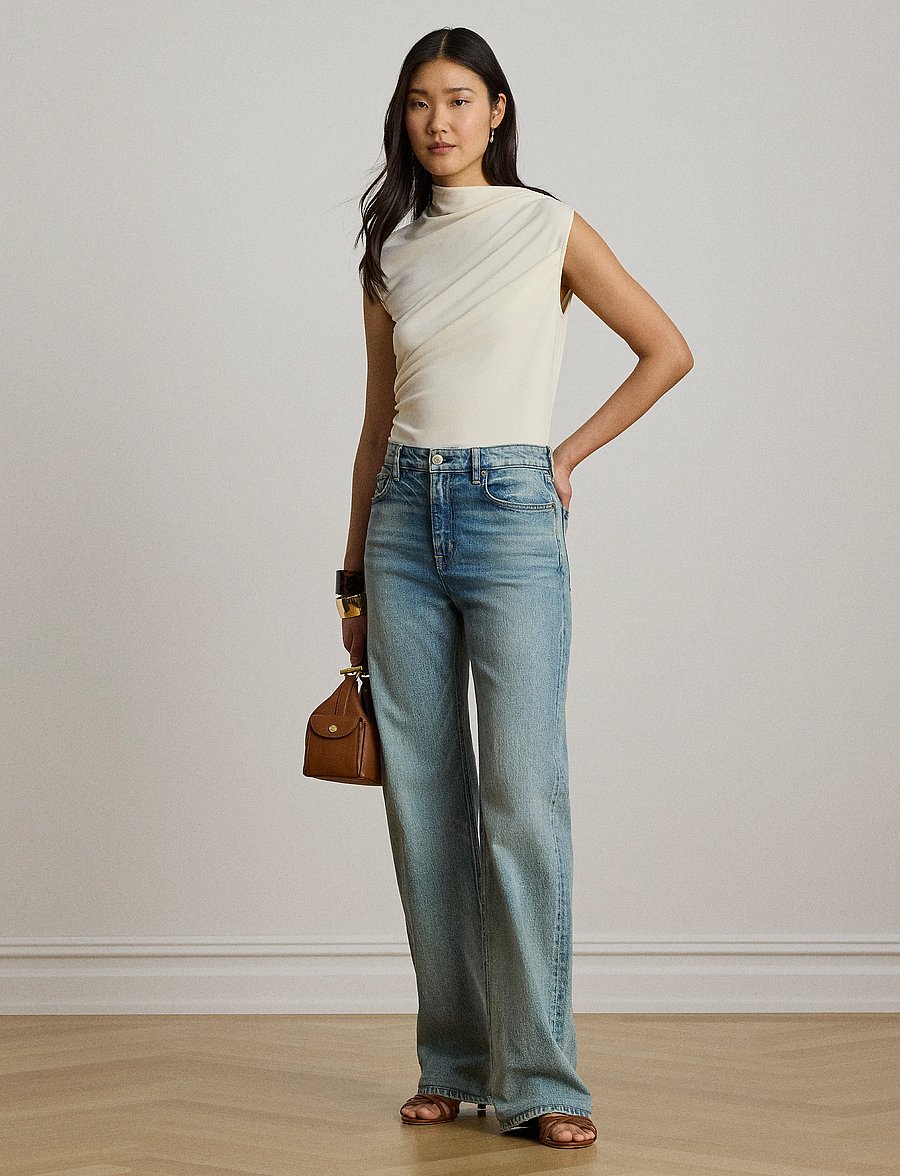 Lauren Ralph Lauren - Shirred Stretch Jersey Mockneck Top - Ärmellose tops - mascarpone cream - 5