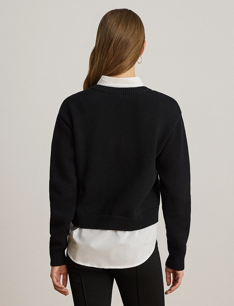 Lauren Ralph Lauren - Layered Button-Trim Cotton Sweater - koszule z długimi rękawami - black/white - 2