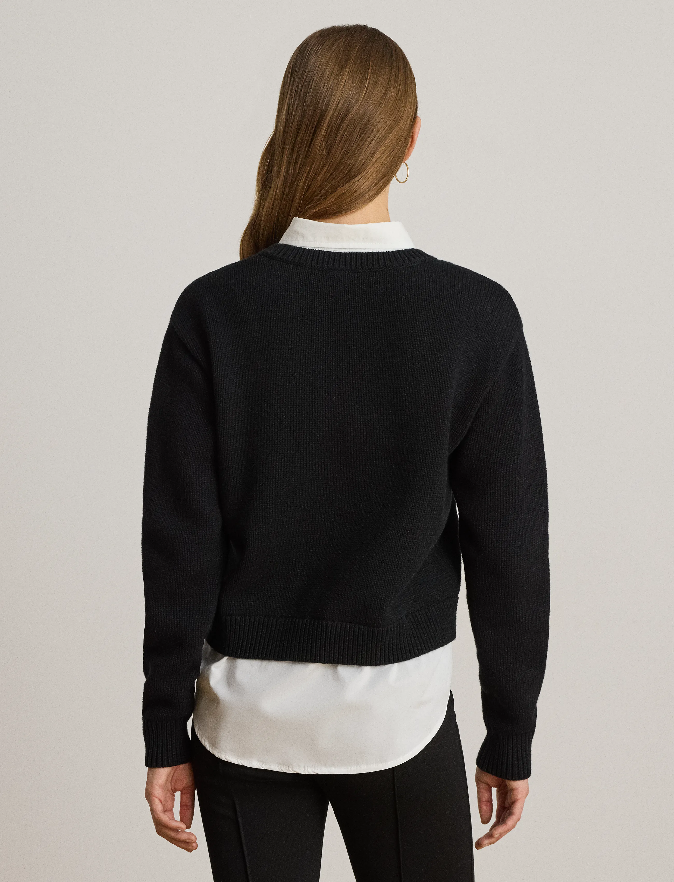Lauren Ralph Lauren - Layered Button-Trim Cotton Sweater - langærmede skjorter - black/white - 2