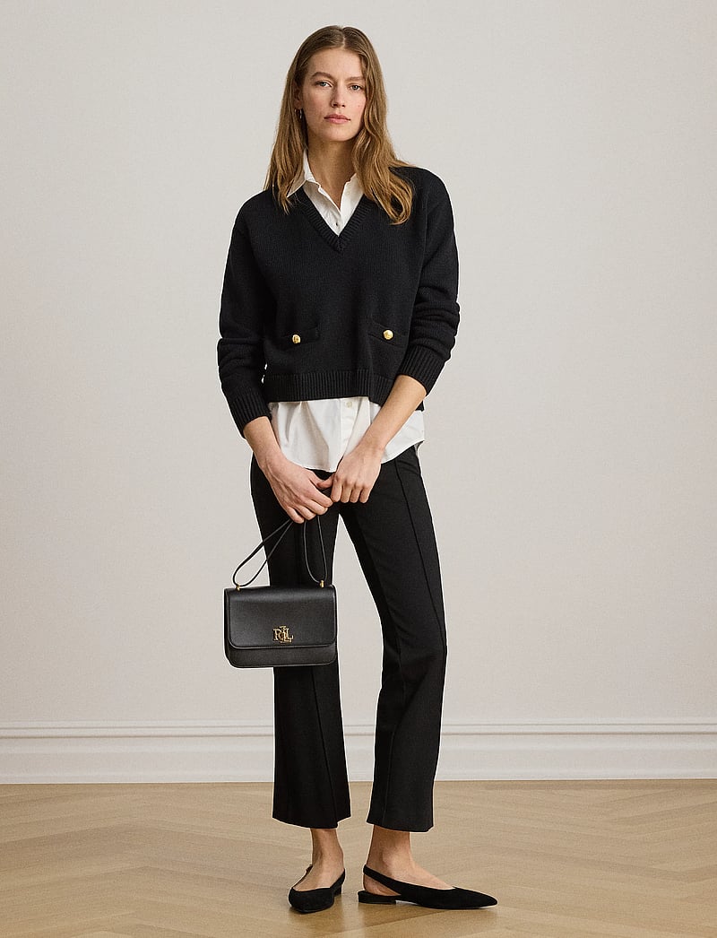 Lauren Ralph Lauren - Layered Button-Trim Cotton Sweater - koszule z długimi rękawami - black/white - 4