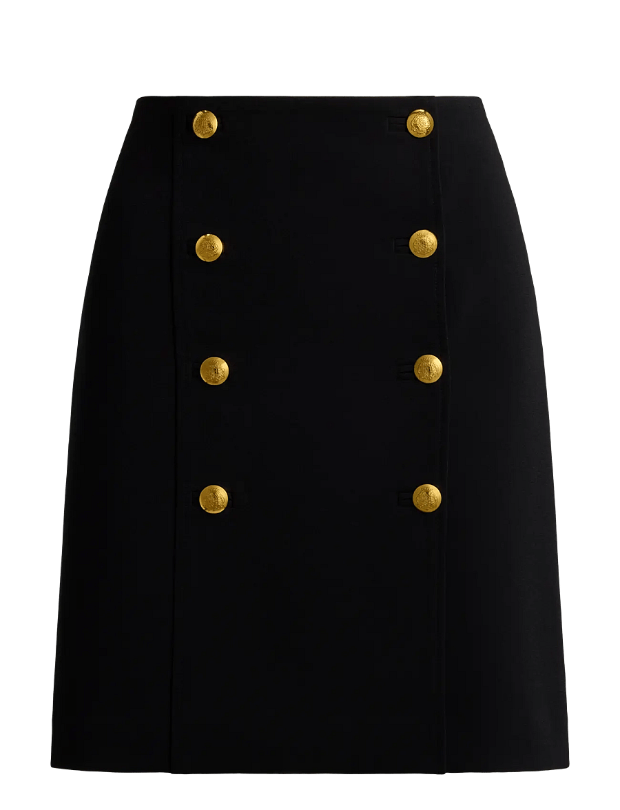 Lauren Ralph Lauren - Double-Breasted Sablé Wrap Miniskirt - omlottkjolar - black - 1