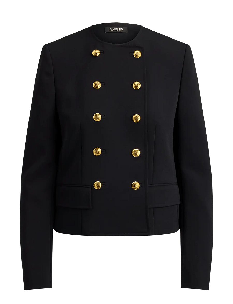 Lauren Ralph Lauren - Double-Breasted Sablé Crepe Jacket - blazers à double boutonnage - black - 1