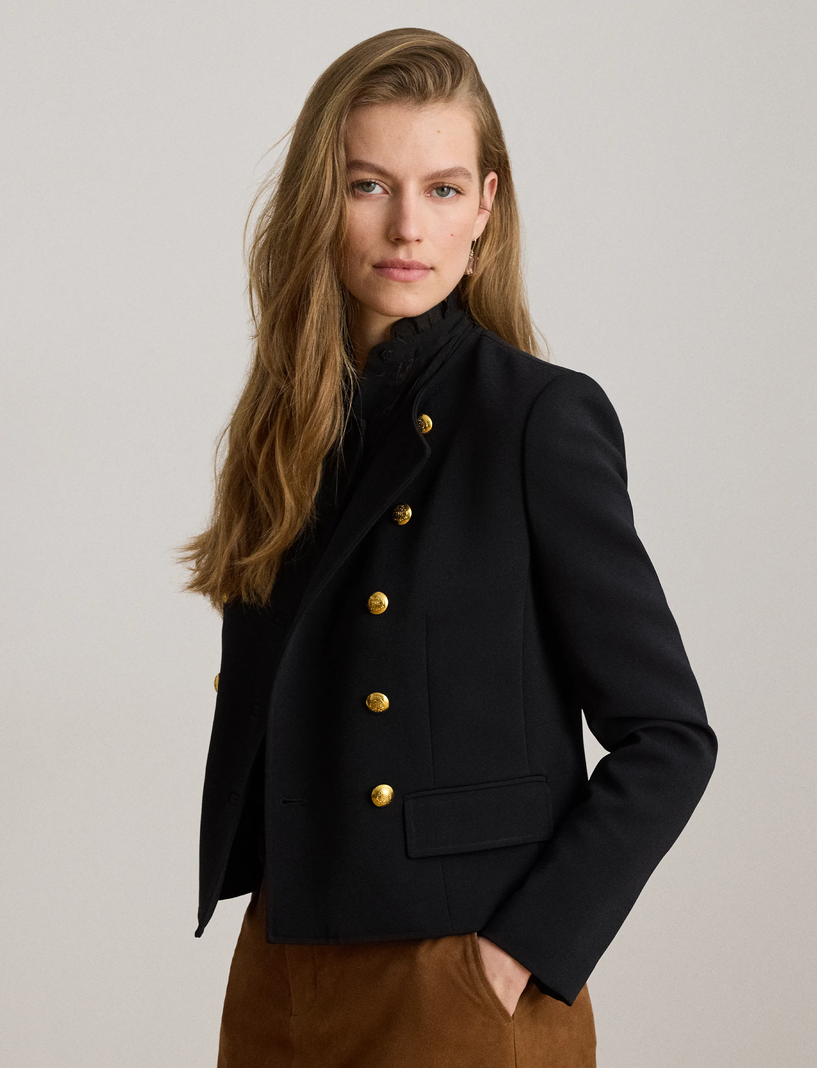 Lauren Ralph Lauren Dtown Sable Crepe-Wvn-Blazer/Sport, 38, Black, Blazere > Dobbeltradede Blazere, Dame