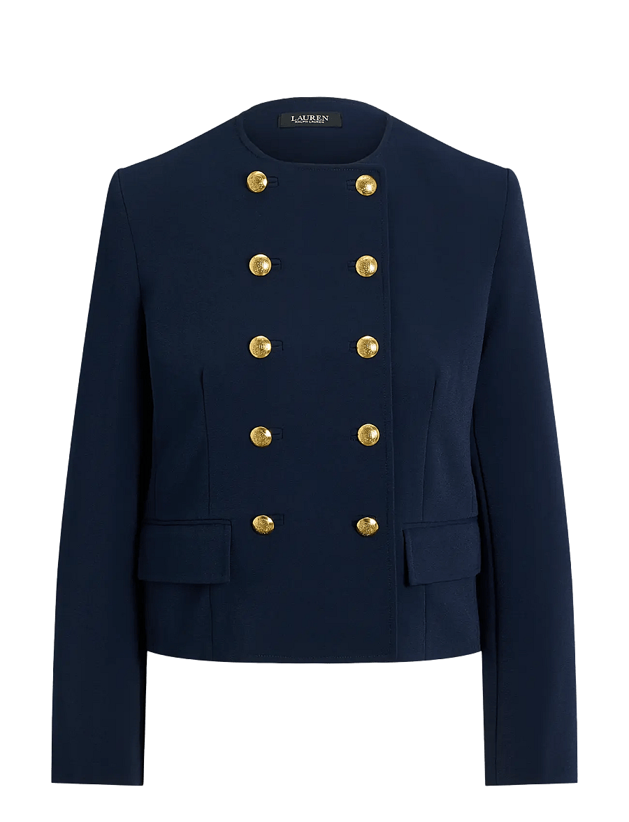 Lauren Ralph Lauren - Double-Breasted Sablé Crepe Jacket - dobbeltradede blazere - lauren navy - 1