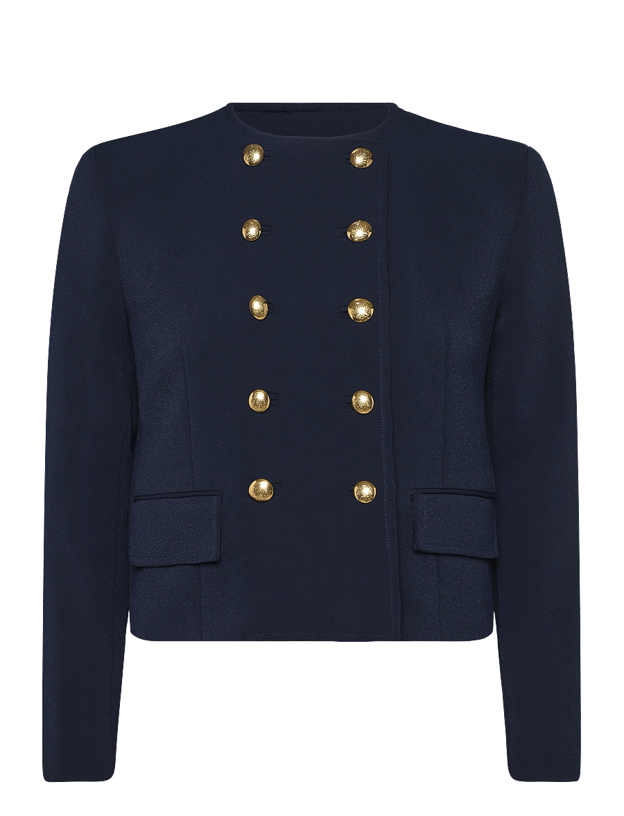 Lauren Ralph Lauren - Double-Breasted Sablé Crepe Jacket - blazers à double boutonnage - lauren navy - 1