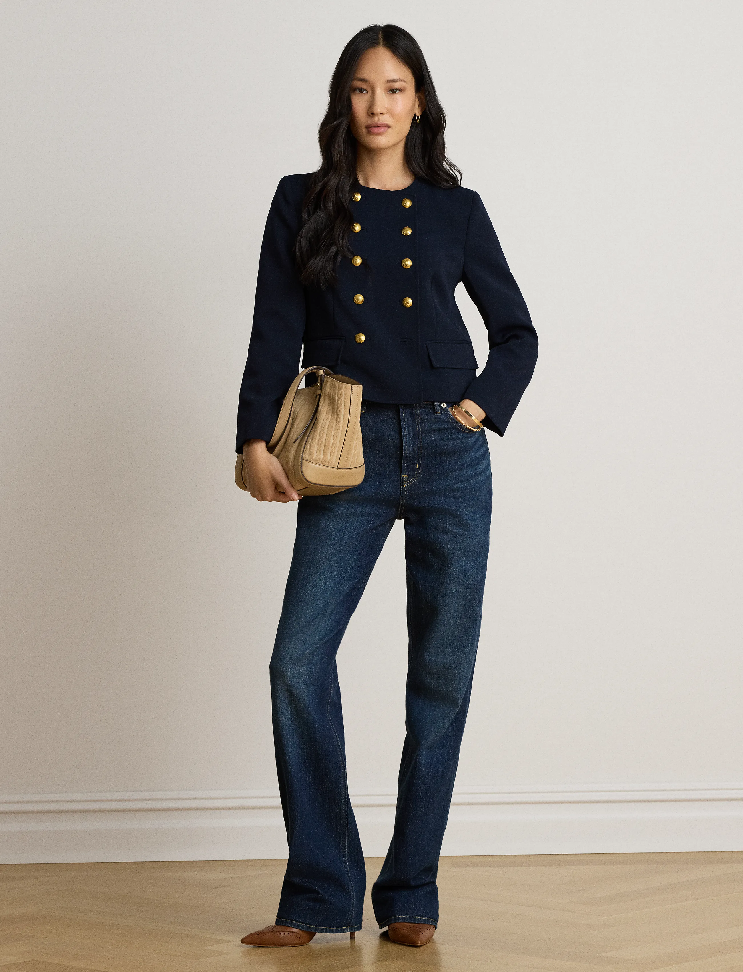 Lauren Ralph Lauren Double-Breasted Sablé Crepe Jacket - Lauren Ralph Lauren - LAUREN NAVY / navy