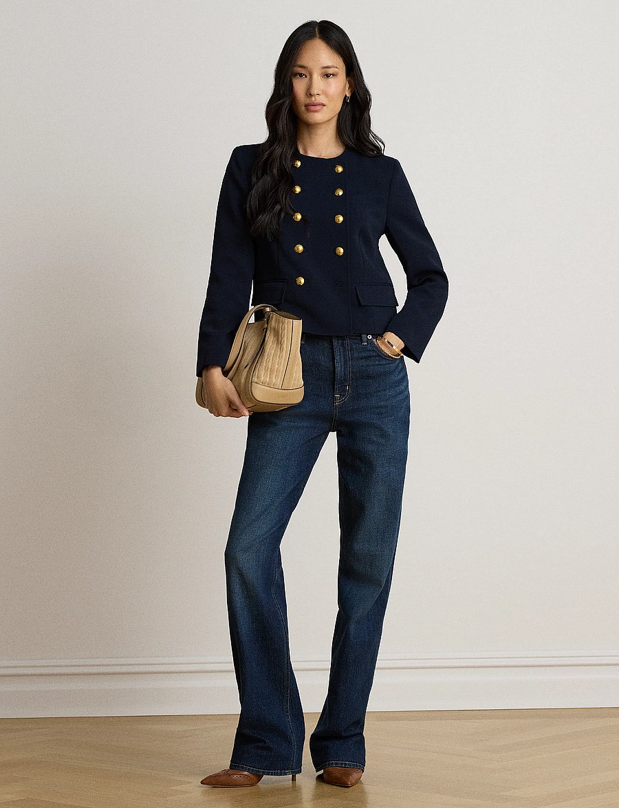 Lauren Ralph Lauren - Double-Breasted Sablé Crepe Jacket - dobbeltradede blazere - lauren navy - 0