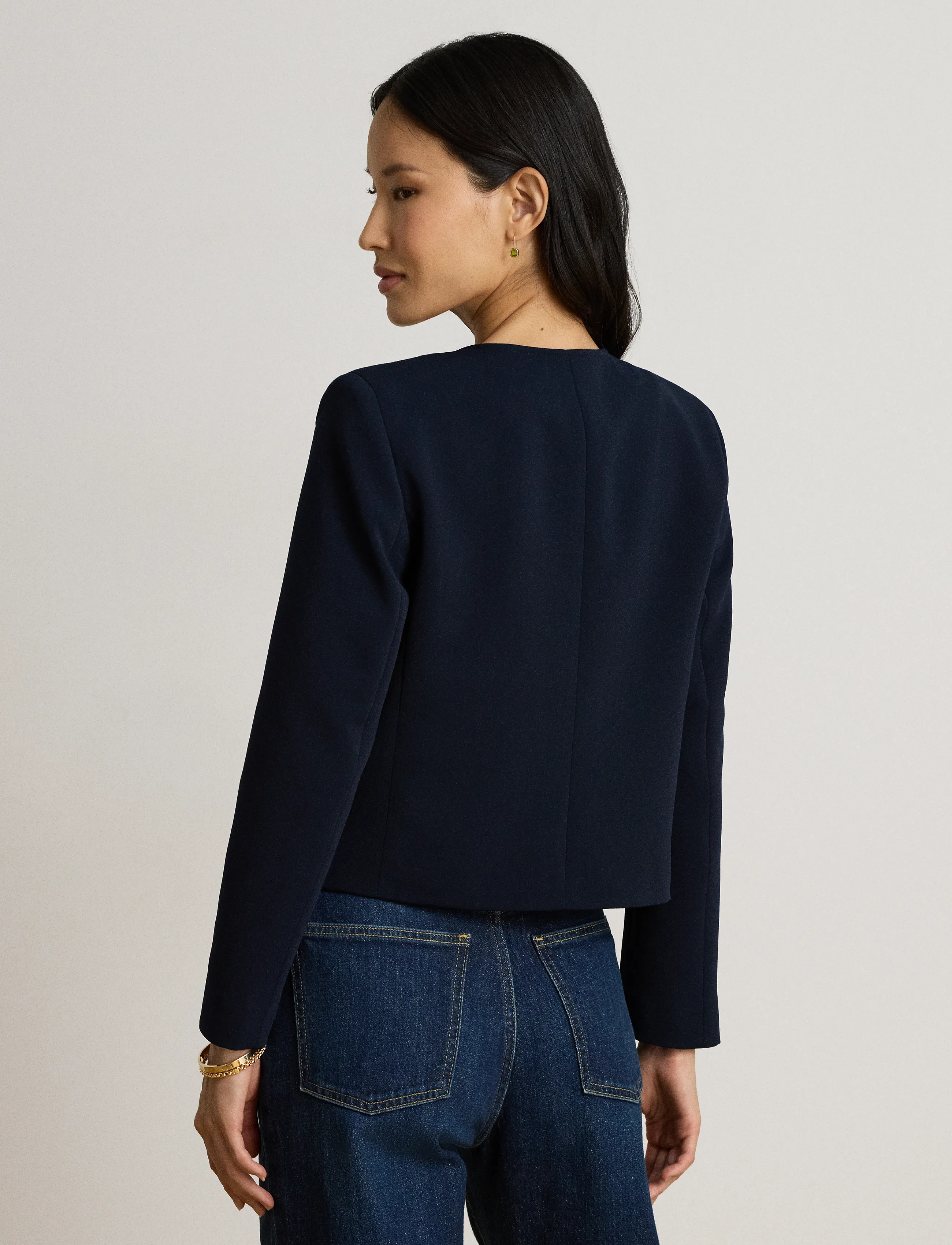Lauren Ralph Lauren - Double-Breasted Sablé Crepe Jacket - dobbeltradede blazere - lauren navy - 2