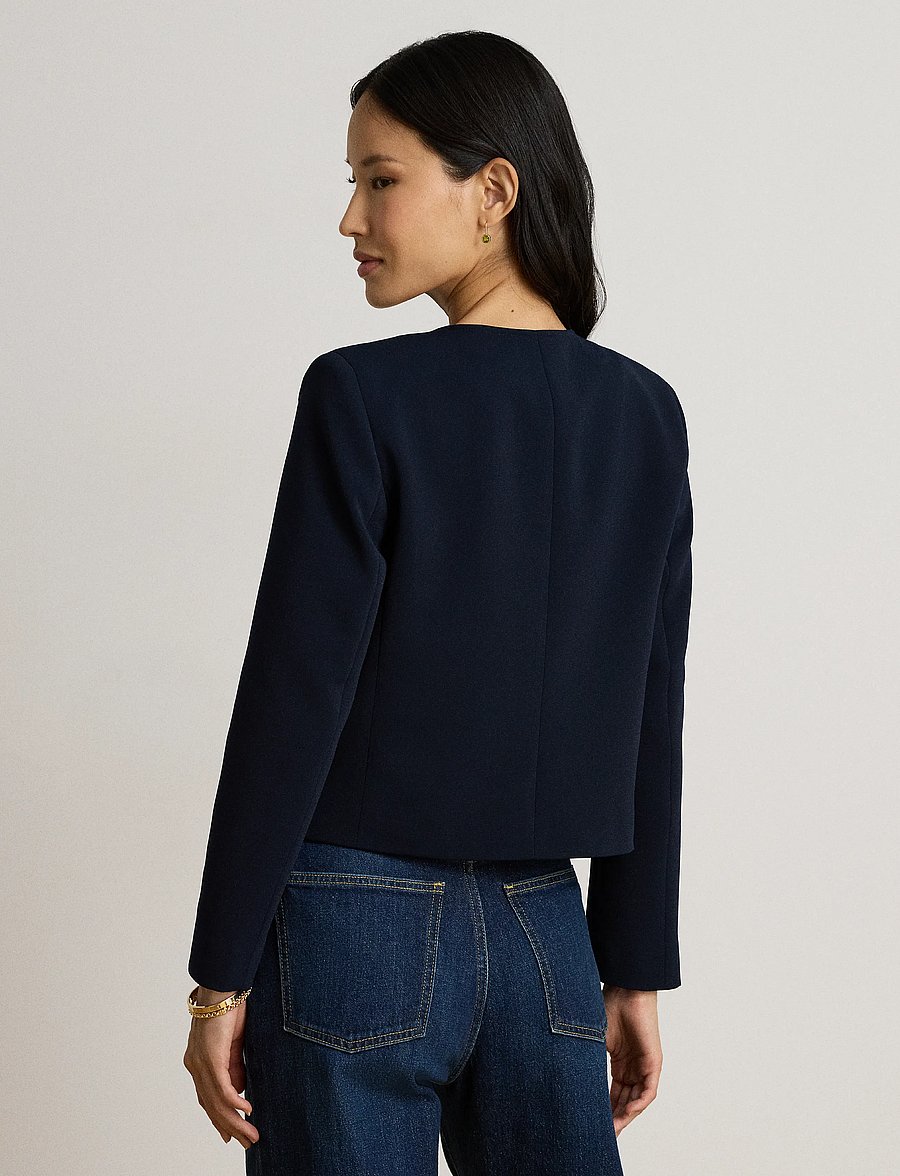 Lauren Ralph Lauren - Double-Breasted Sablé Crepe Jacket - dobbeltradede blazere - lauren navy - 2