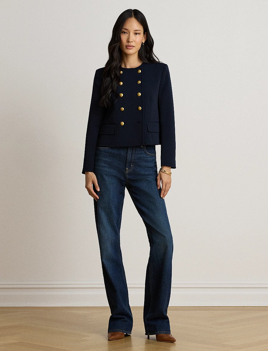 Lauren Ralph Lauren - Double-Breasted Sablé Crepe Jacket - dobbeltradede blazere - lauren navy - 3