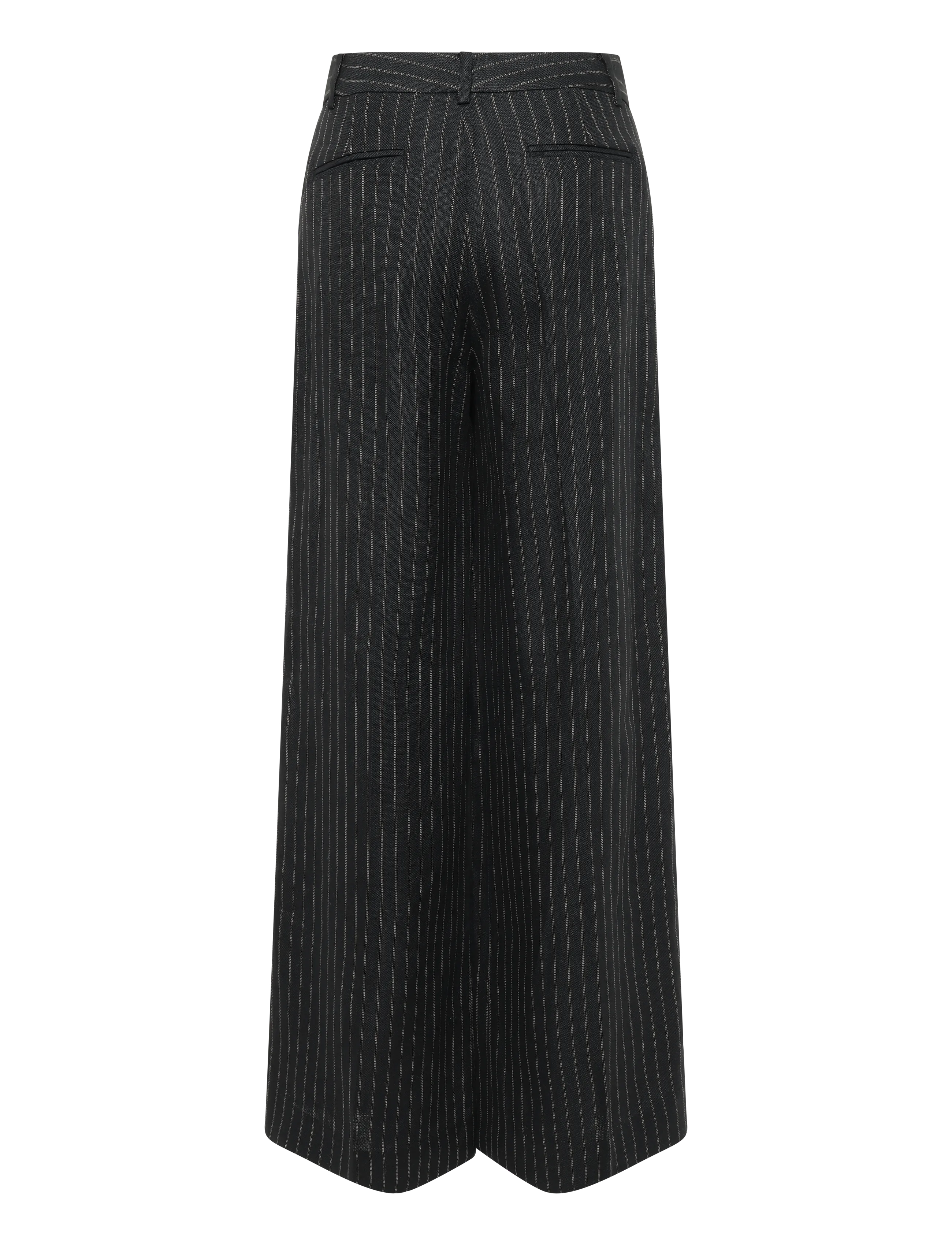 Lauren Ralph Lauren - Chalk-Stripe Linen Canvas Wide-Leg Pant - bukser med brede ben - black/tan - 2