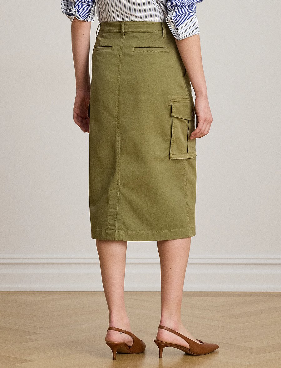 Lauren Ralph Lauren - Stretch Chino Cargo Pencil Skirt - midi nederdele - light agave - 3