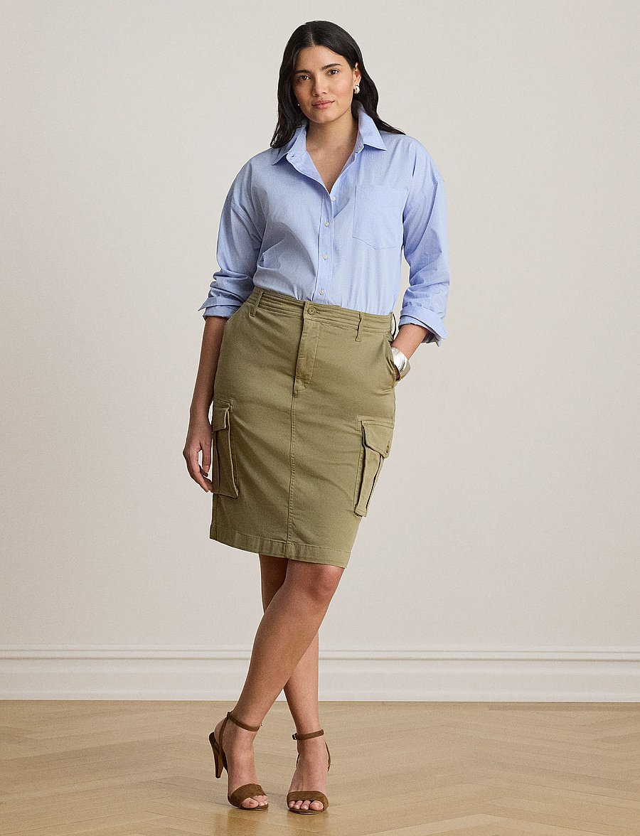 Lauren Ralph Lauren - Stretch Chino Cargo Pencil Skirt - midi nederdele - light agave - 4