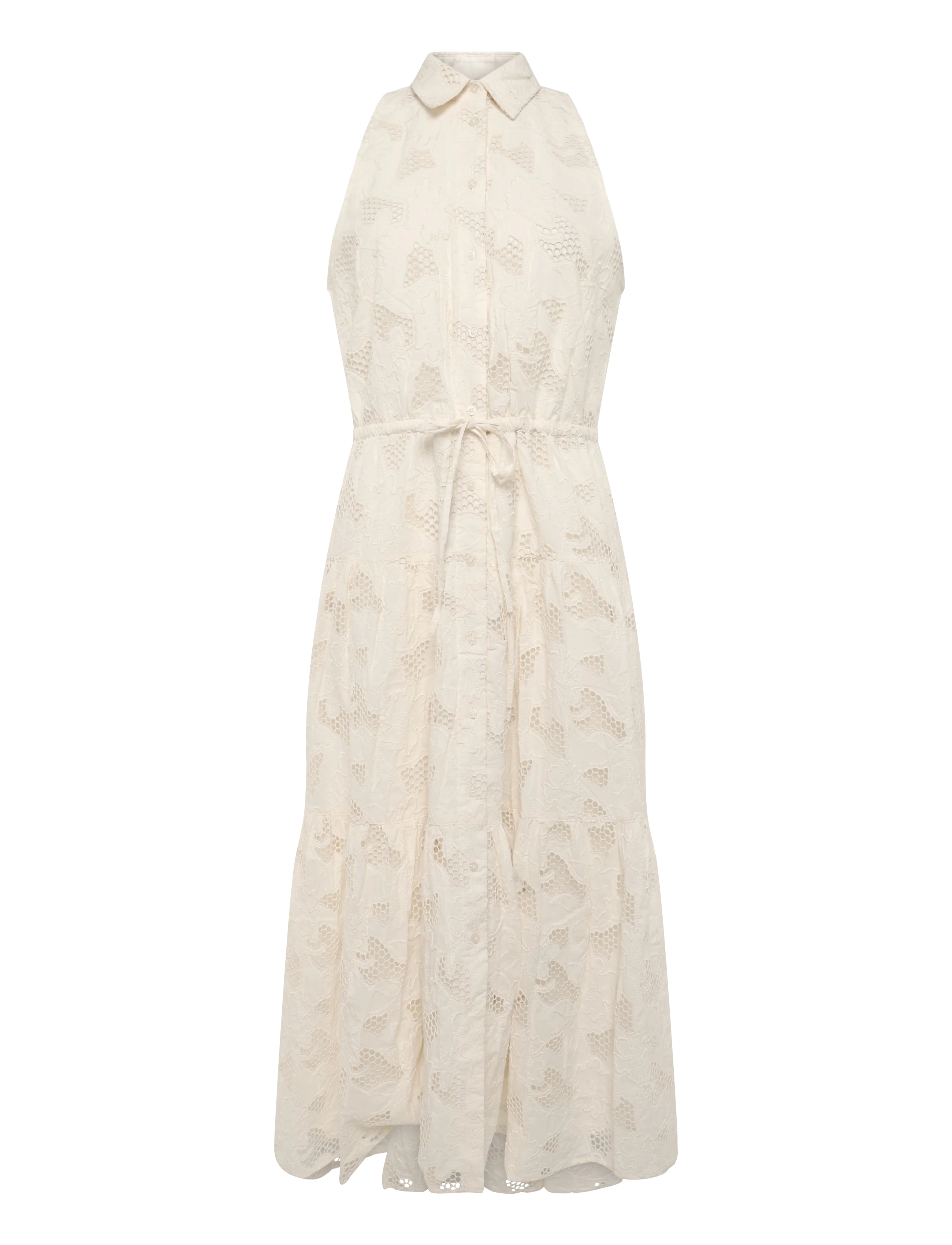 Lauren Ralph Lauren - Floral-Eyelet Voile Tiered Shirtdress - marškinių tipo suknelės - mascarpone cream - 1