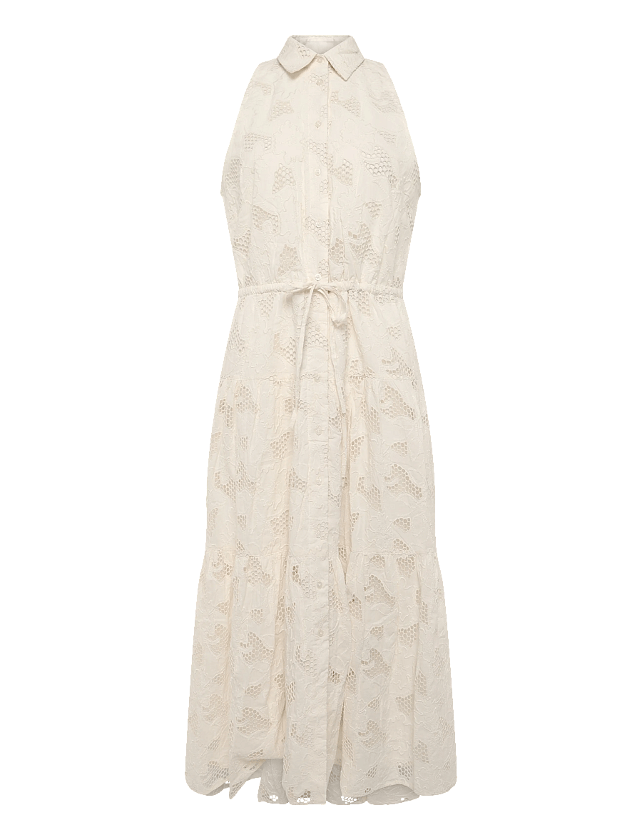 Lauren Ralph Lauren - Floral-Eyelet Voile Tiered Shirtdress - marškinių tipo suknelės - mascarpone cream - 1