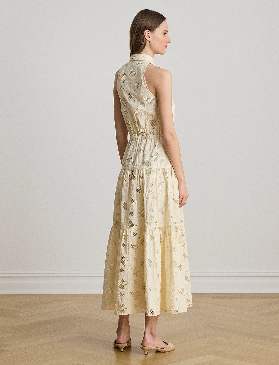 Lauren Ralph Lauren - Floral-Eyelet Voile Tiered Shirtdress - marškinių tipo suknelės - mascarpone cream - 3