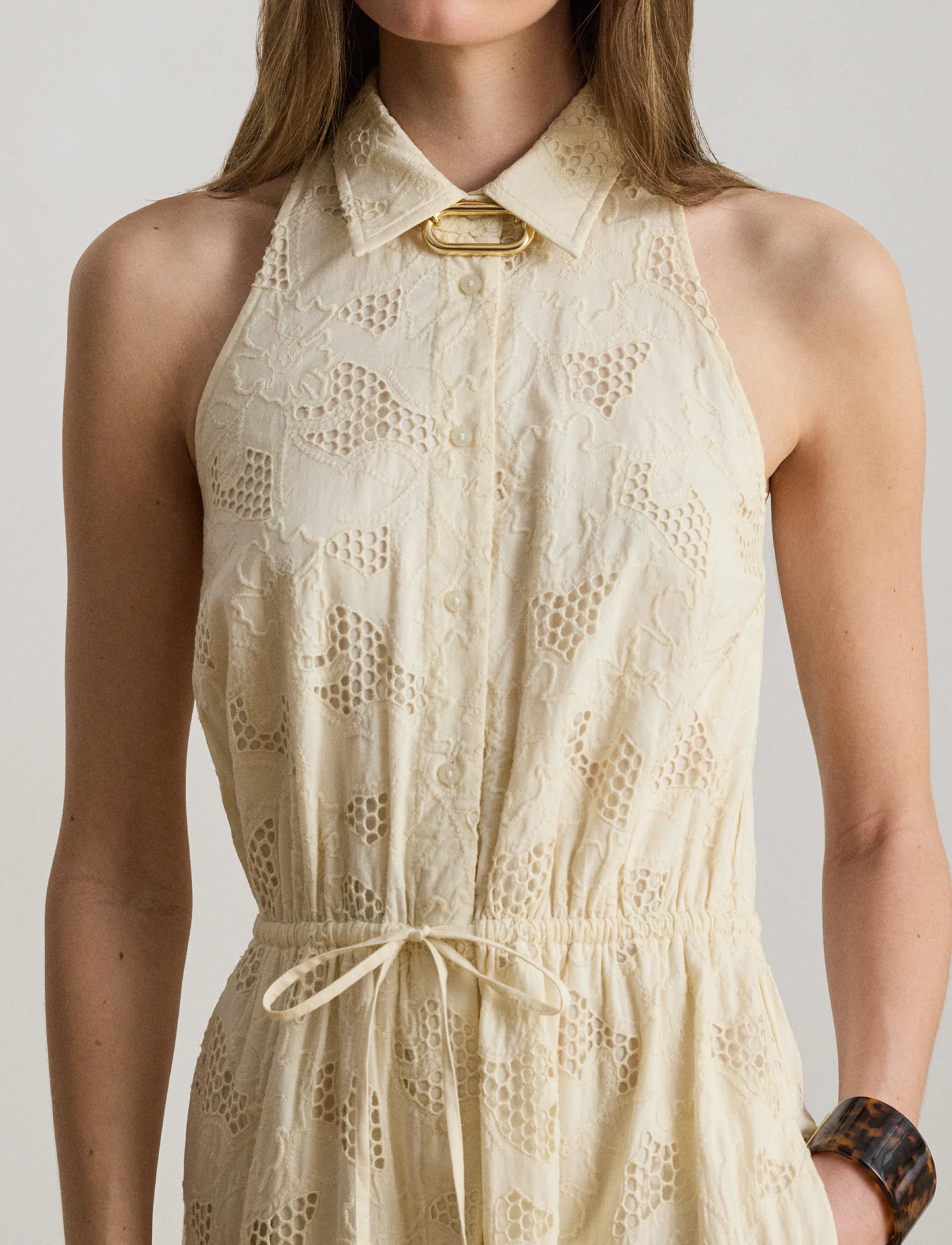 Lauren Ralph Lauren - Floral-Eyelet Voile Tiered Shirtdress - marškinių tipo suknelės - mascarpone cream - 5