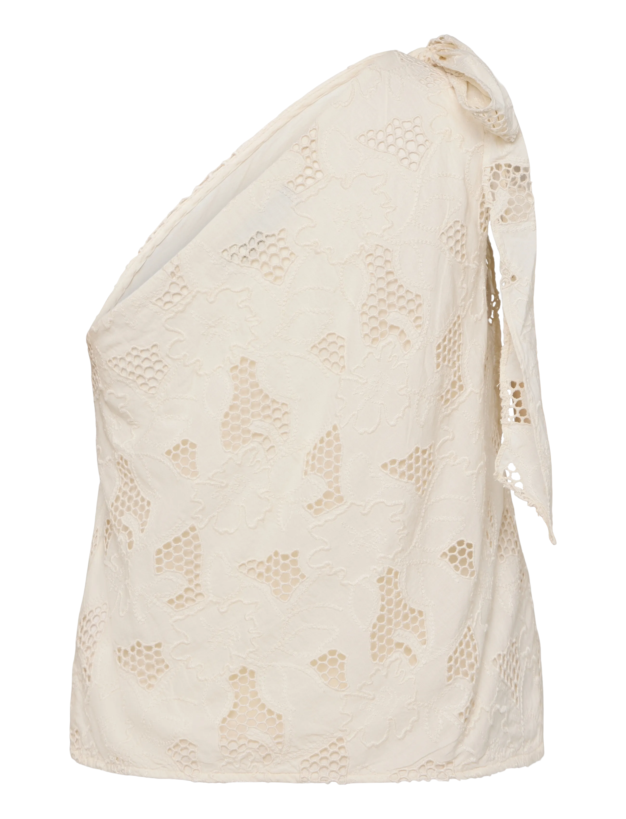 Lauren Ralph Lauren - Floral-Eyelet Voile One-Shoulder Blouse - Ärmellose blusen - mascarpone cream - 2