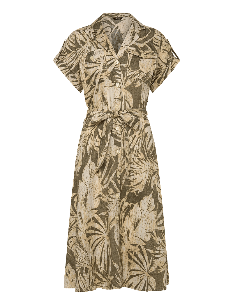 Lauren Ralph Lauren - Palm-Frond-Print Linen Camp Shirtdress - hemdkleider - olive multi - 0