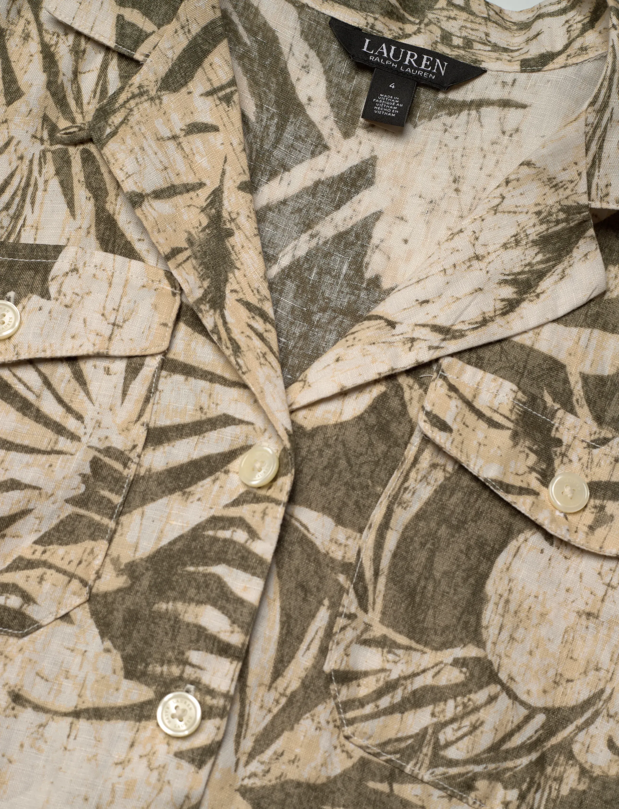 Lauren Ralph Lauren - Palm-Frond-Print Linen Camp Shirtdress - hemdkleider - olive multi - 2